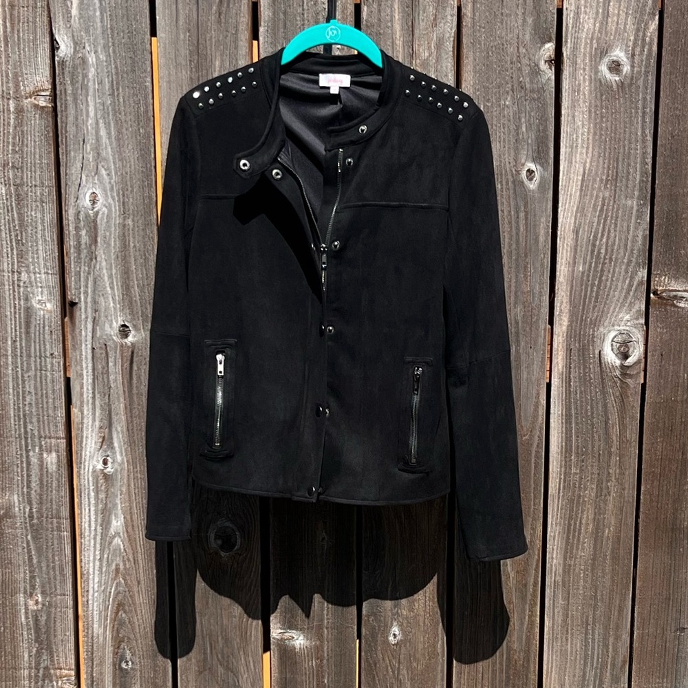Pixley faux suede black studded jacket size small